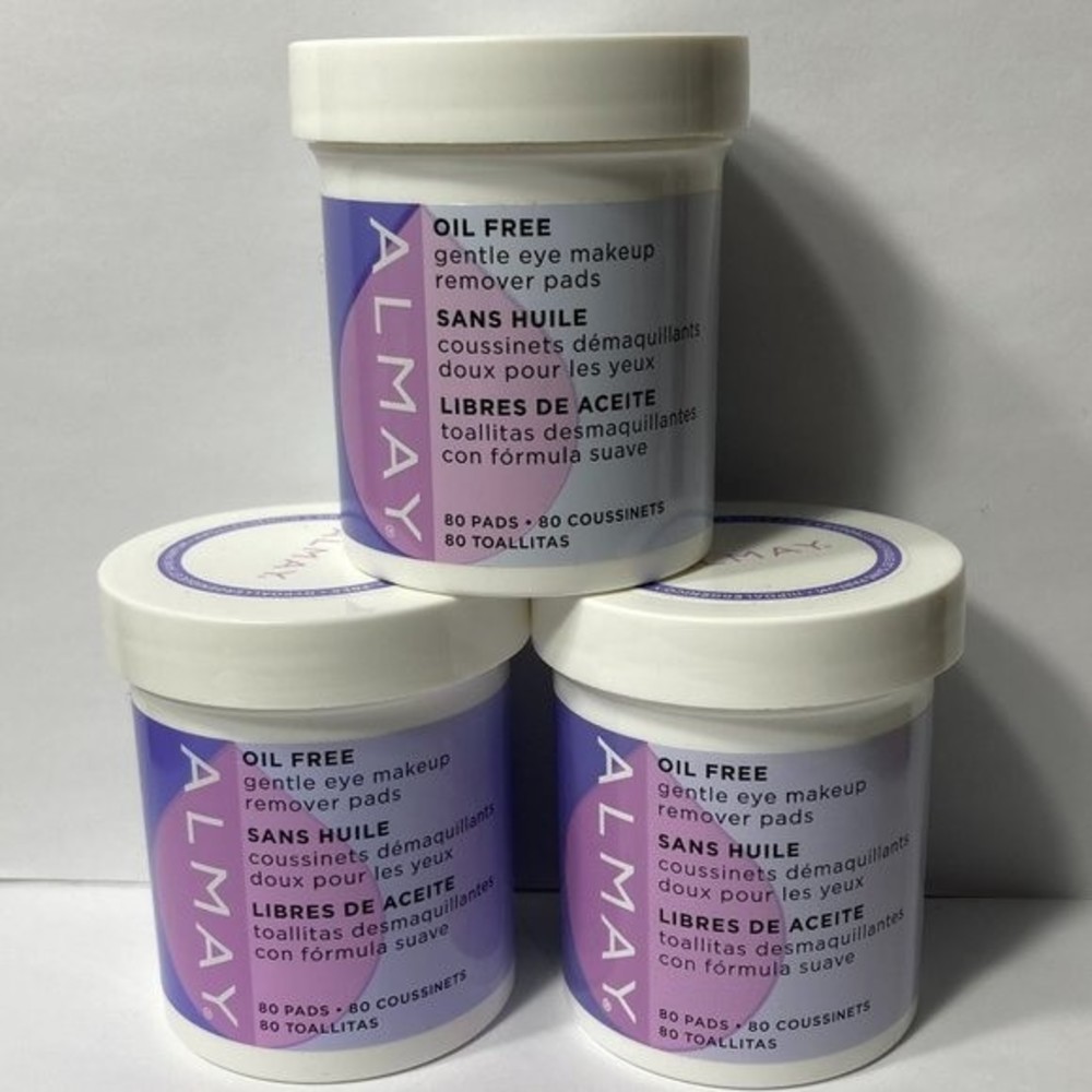 Almay Oil Free Gentle Eye Makeup Remover Pads 3 Tubs 80ct DISCONTINUED